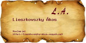 Lieszkovszky Ákos névjegykártya