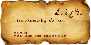 Lieszkovszky Ákos névjegykártya